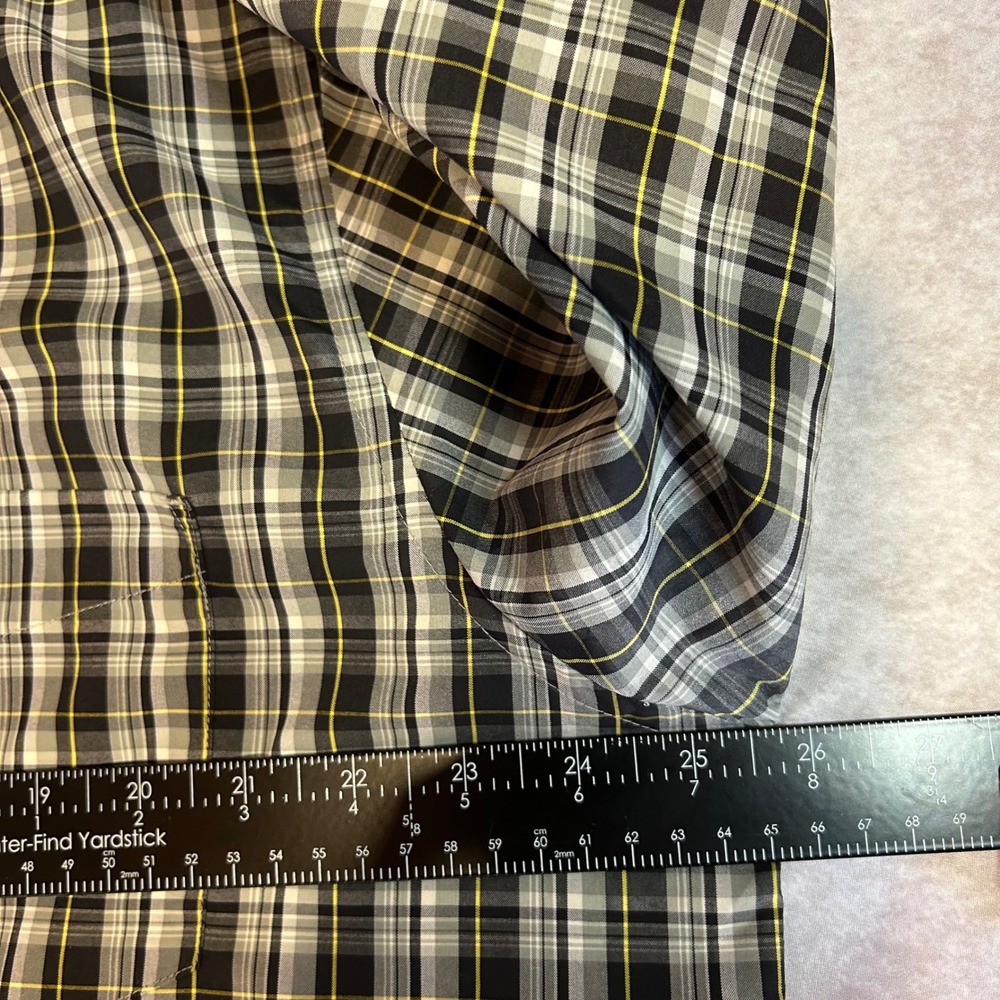 Chaps Mens XL Plaid  Button Down  Shirt  Black  Grey  Yellow  Long Sleeve Casual - Picture 6 of 9